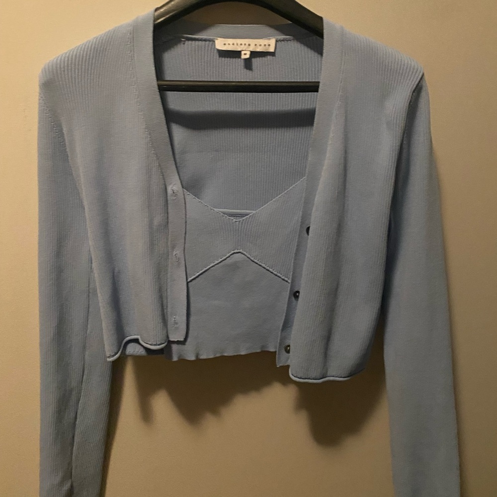 Endless Rose Blue Camisole and Cardigan Set